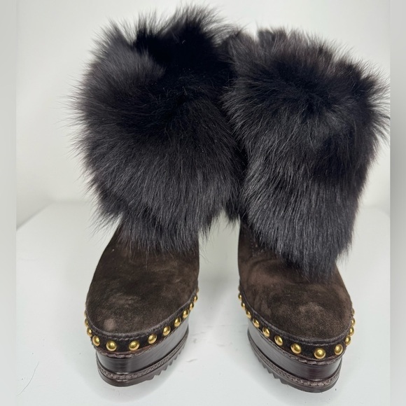 Prada Milano Platform Studded Fur and Suede Boots - Ultimate Luxury and Style - Picture 2 of 10